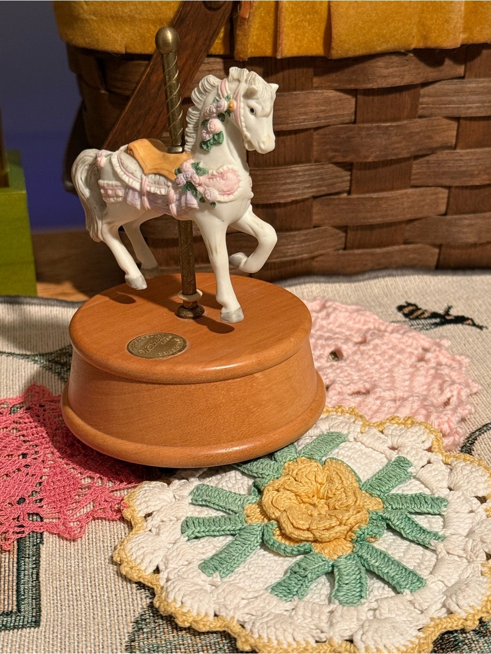 Vintage Westland Carousel Collection Porcelain Horse Music Box Limited Edition